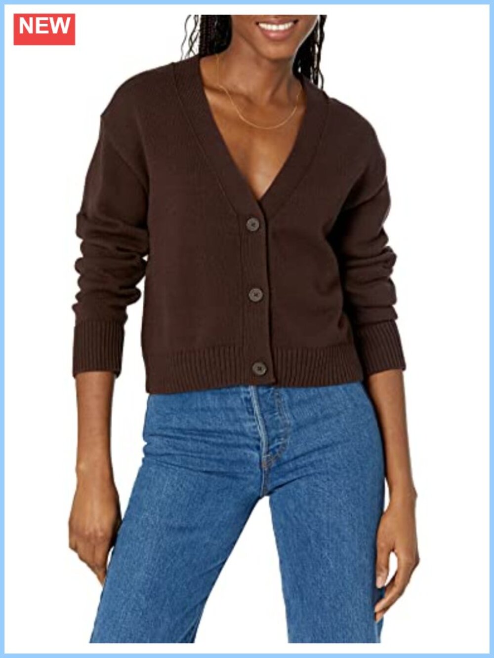Women's Relaxed Fit Midweight Cropped Cardigan Sweater